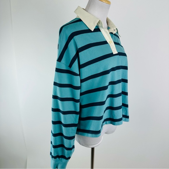 Champion Striped Long Sleeve Rugby Shirt Collared Size XL - Picture 3 of 7